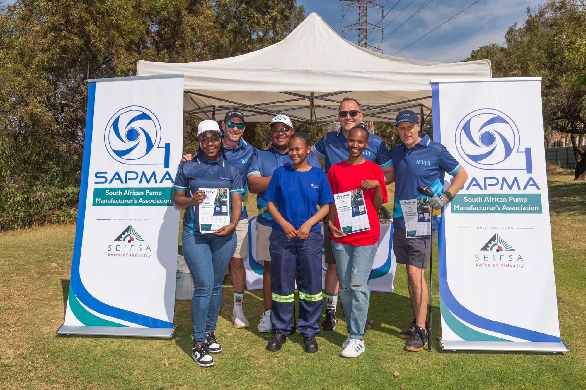 SAPMA team at the South African Pump Manufacturer's Association watering hole at the SEIFSA Golf & Padel Day 2026, Randpark Club